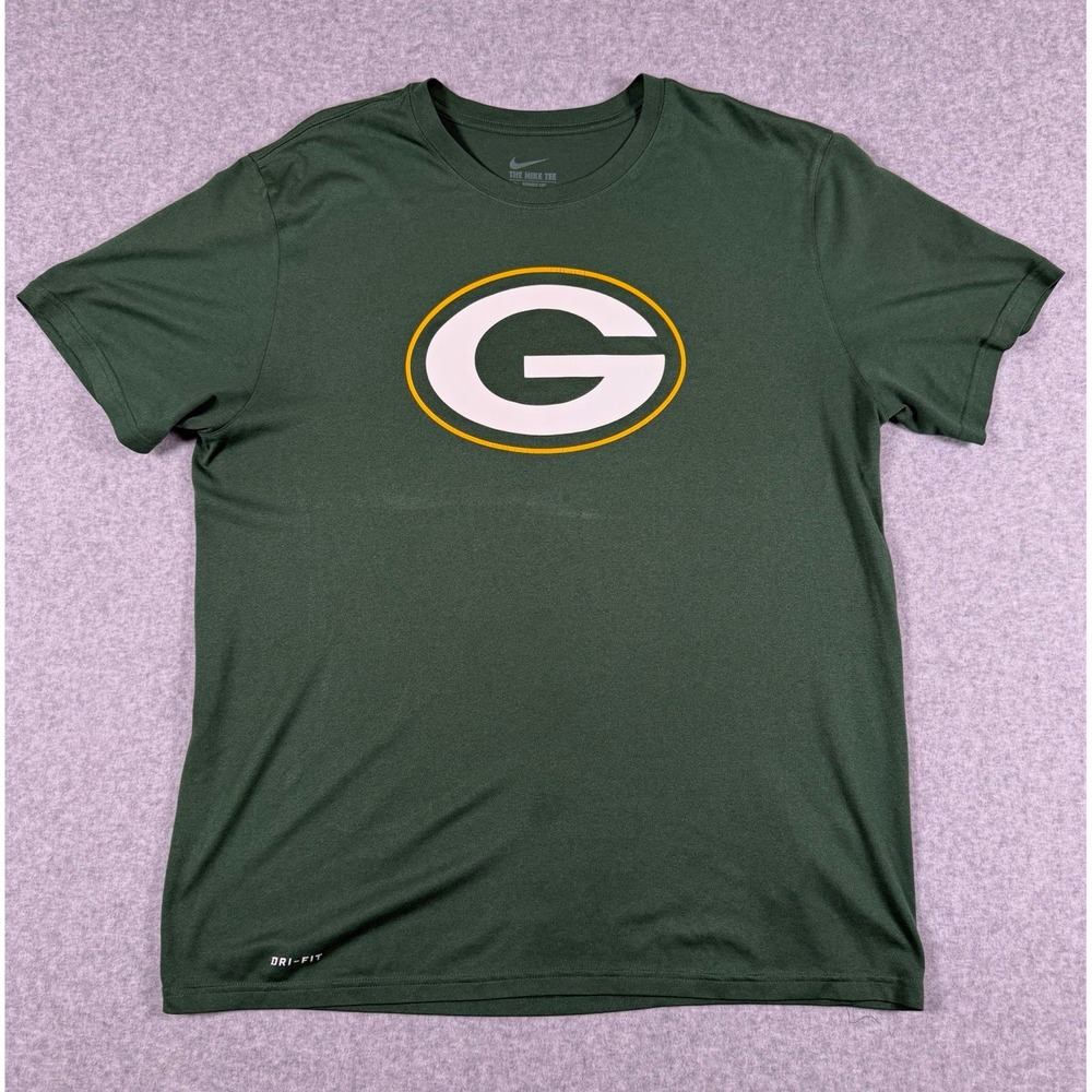 Nike Green Bay Packers Mens XL Dri Fit T Shirt Green NFL Football Logo Tee